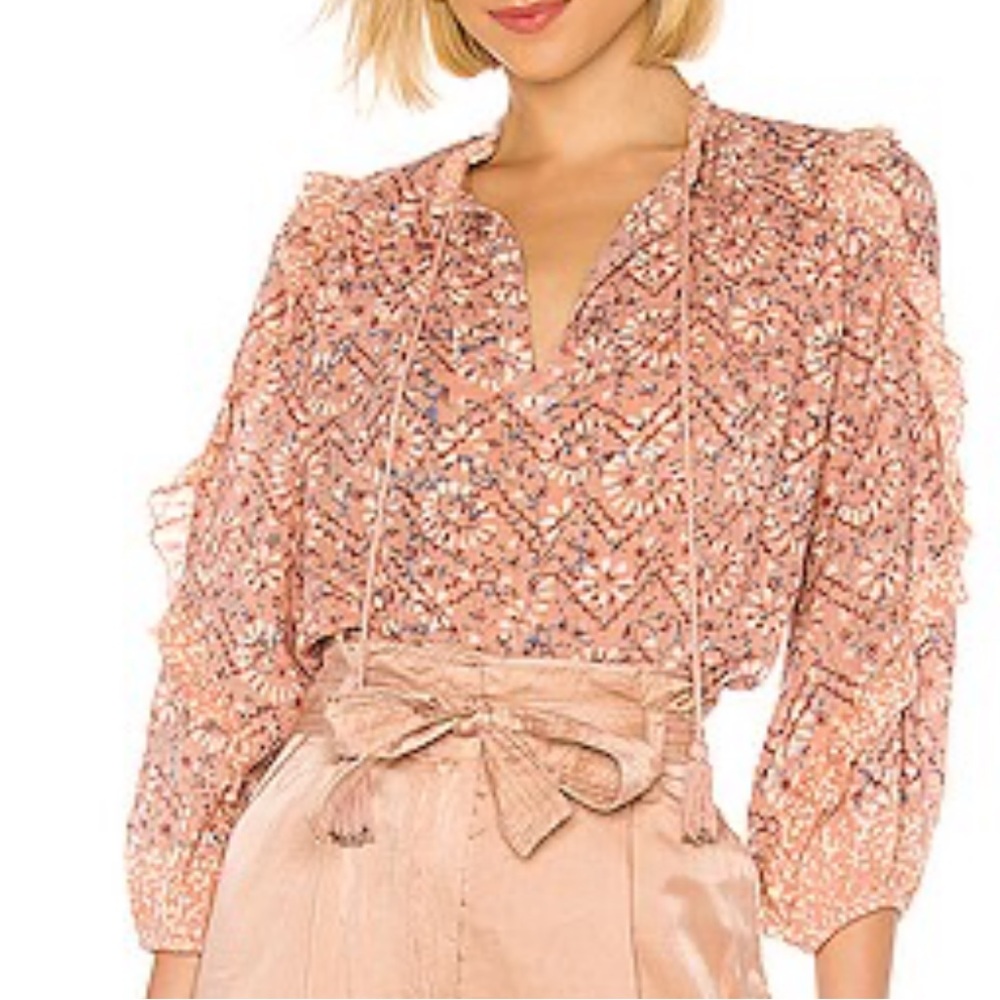 Ulla Johnson Pink Batik Cotton Lightweight Top